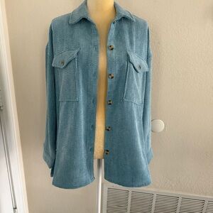 Forever 21 Women's Blue Ribbed Jacket